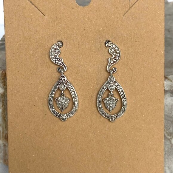 Sterling Silver 925 DBJ Dee Berkley Jewelry Single Diamond Dangle Earrings - Picture 12 of 16
